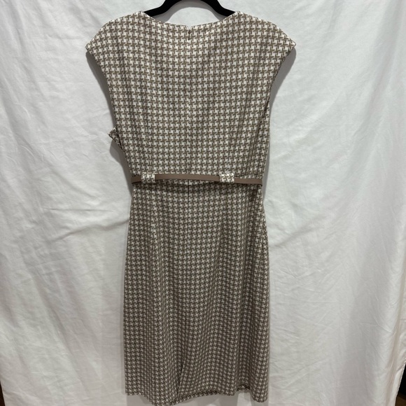 Dressbarn Houndstooth Belted Midi Dress 16 Career Workwear Neutral Office Midi - Picture 10 of 14